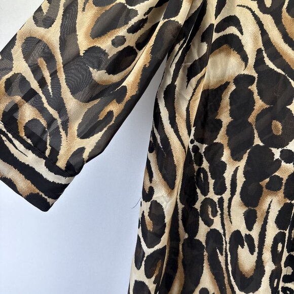 Chicos Shirt Dress Tunic Size XL Semi Sheer Animal print Side Slits Button Up - Picture 4 of 10